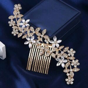 Elegant Gold and Silver Floral Hair Comb